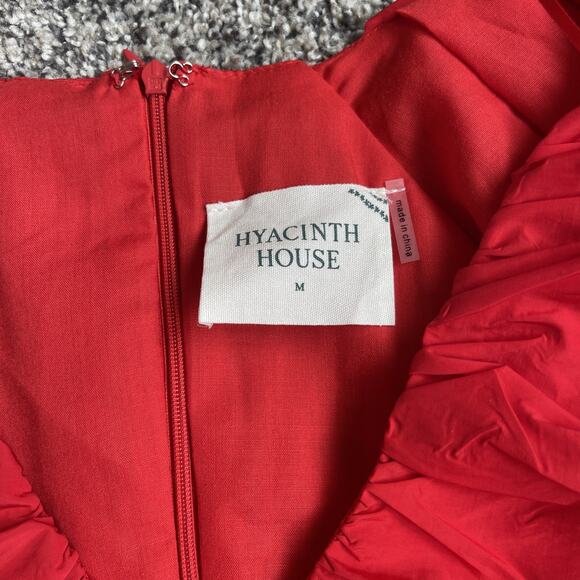 Tuckernuck Hyacinth House Courtney Red Shirred Bodice Mini Dress Sz Medium - Picture 7 of 12